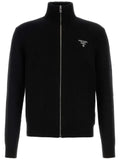 Prada logo-embroidered zip-up cardigan