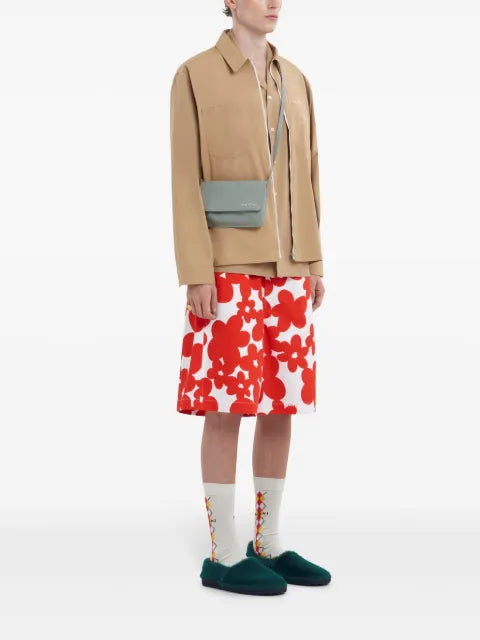 Marni logo-print cotton shirt jacket