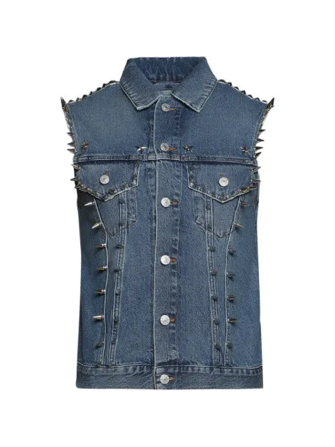 MARKING DISTANCE spike-embellished denim vest