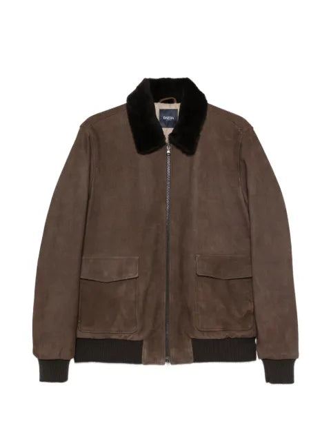Barba Boston shearling-collar calf suede jacket