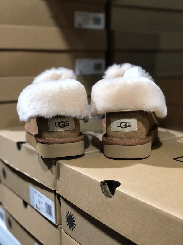 Chestnut Fluffy Cuff Lace-Up Ankle Boots — New Arrival | In Stock