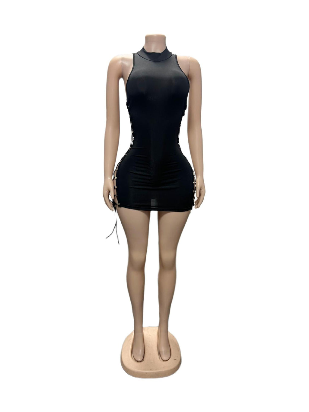 Dolls Kill Lace Up Cutout Halter Bodycon Mini Dress Women
