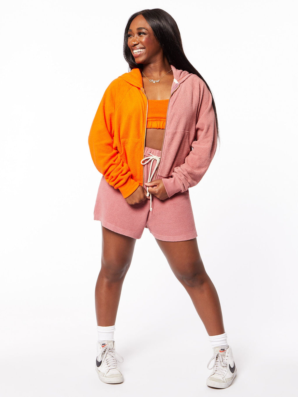 TERRY DUO ZIP UP HOODIE