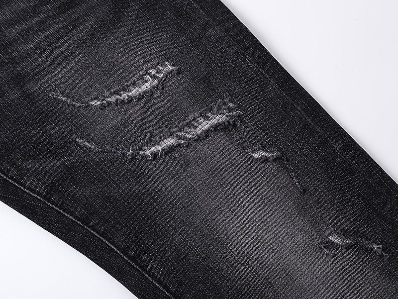 Purple Brand Washed Black Distressed Flare Jeans