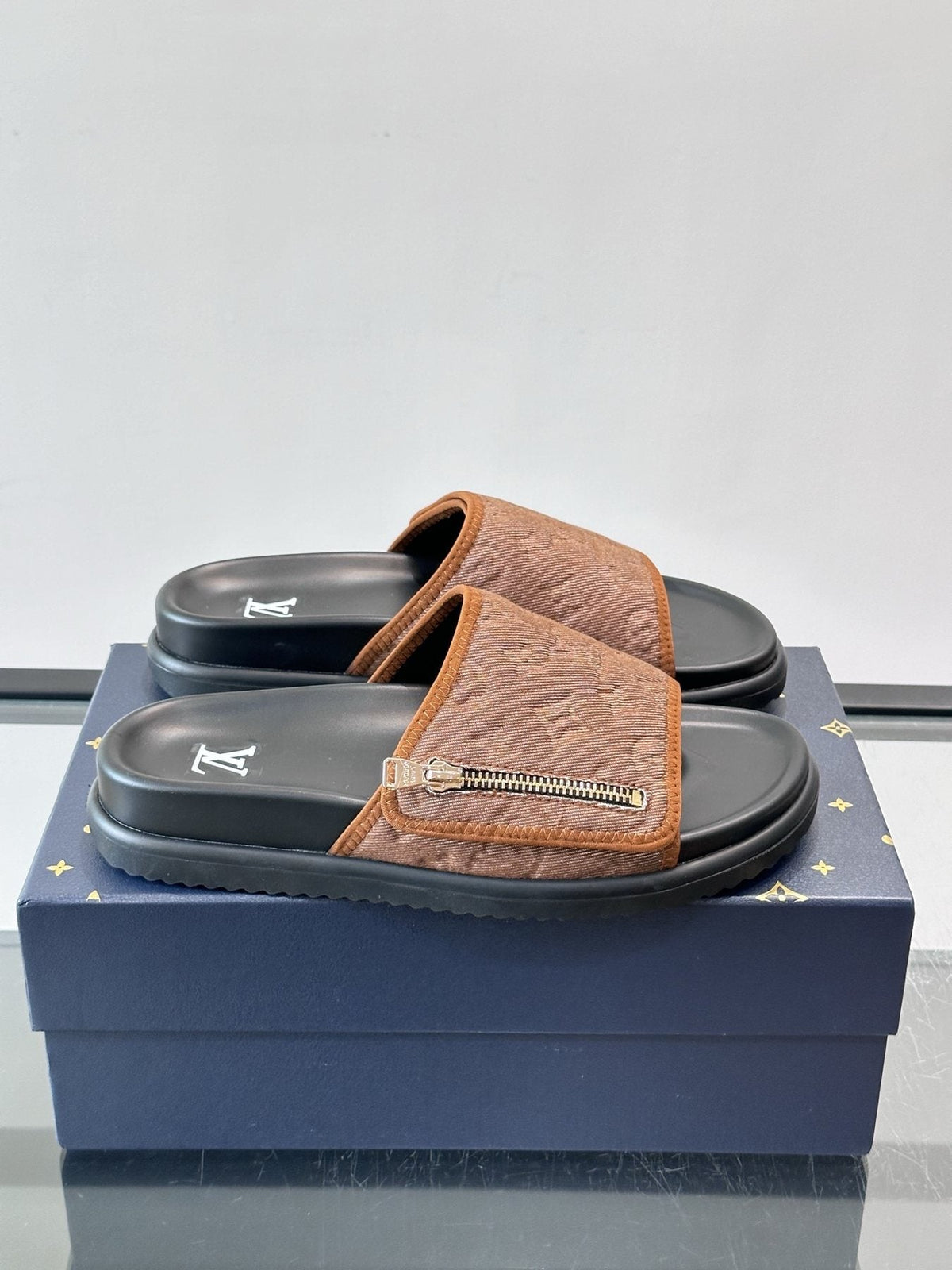 Louis Vuitton Embossed Strap Slide Sandals - Open Toe