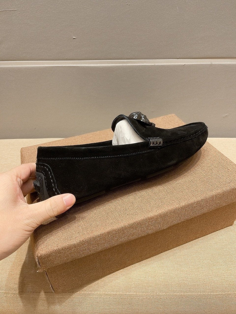Men's Leather Loafers with Metal Medallion