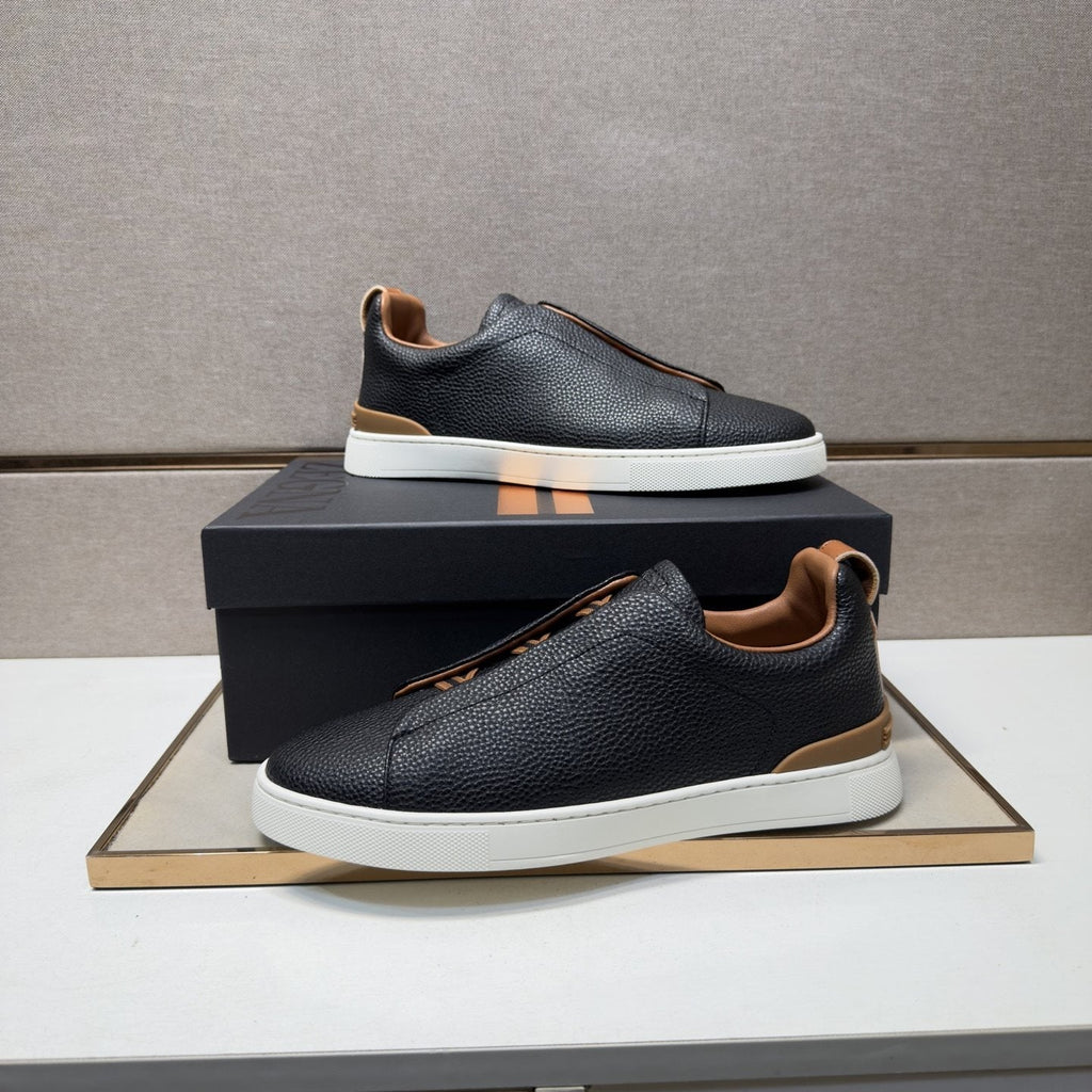 Zegna Men's Textured Low-Top Sneakers - Leather Lining