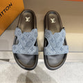 Louis Vuitton Monogram Cross-Strap Slide Sandals - Open Toe