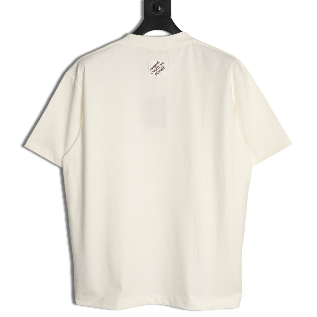 Louis Vuitton Gold-Tone Script Graphic T-Shirt - Off-White