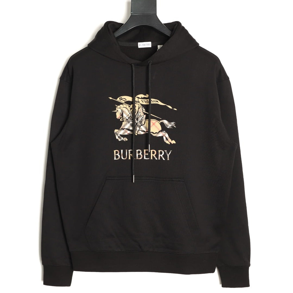 Burberry Equestrian Graphic Pullover Hoodie - Black