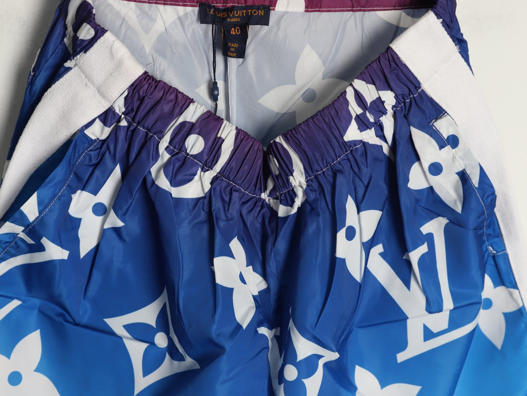 Louis Vuitton Monogram-Style Gradient Side-Tape Shorts - Blue